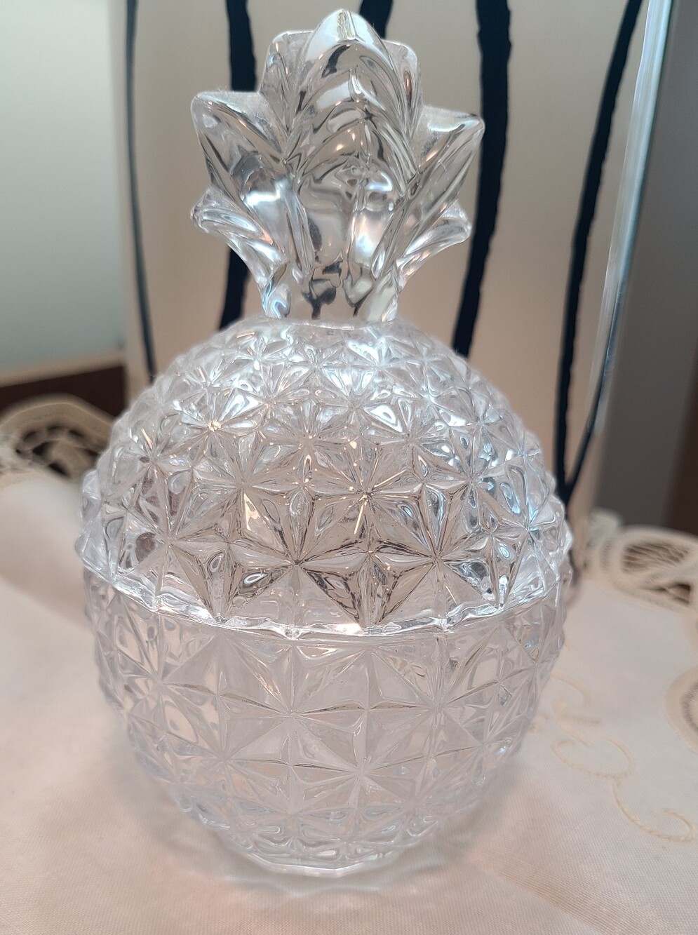Vtg Mikasa Cut Crystal Pineapple Lidded Jar Dish 3.4" Trinket Box 🌷